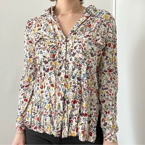 White and floral Zara button up